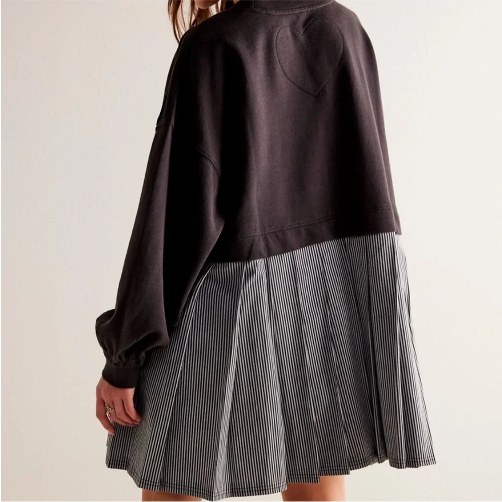 Free People Black and Gray Long Sleeve Dress - Picture 3 of 17